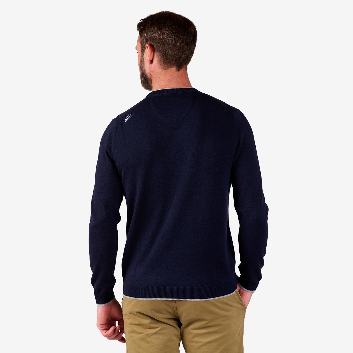 Pull essentiel col rond PERONI bleu marine chiné, OXBOW