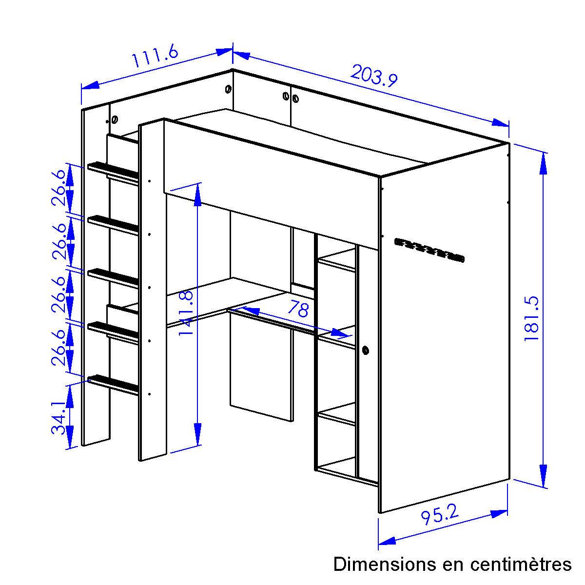 Lit mezzanine Guillaume multicolore, CAMIF