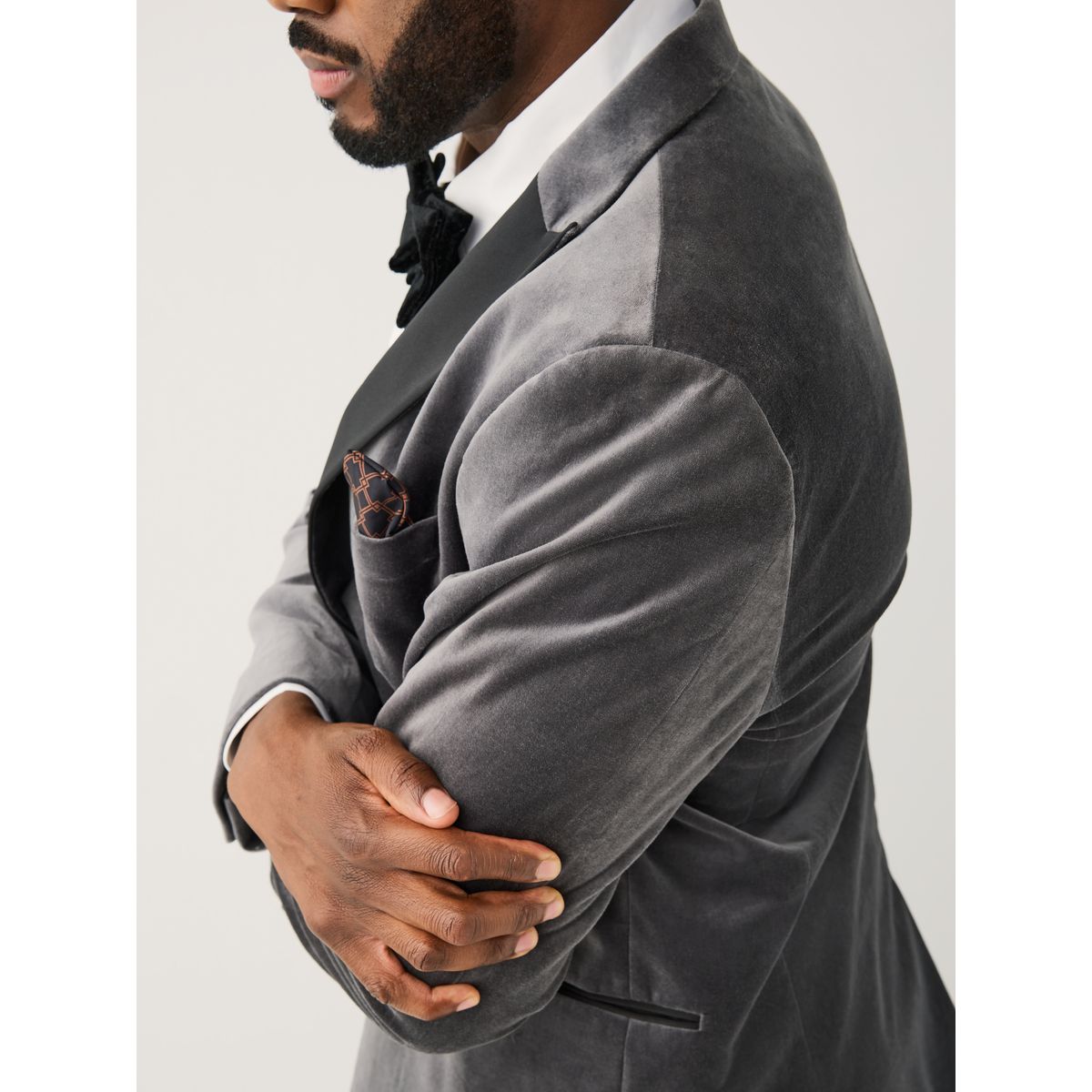 Blazer moulant en velours et motionflex gris, NEXT