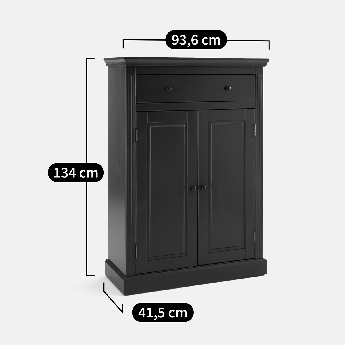 Parijse buffetkast van massief grenen en MDF, Poiret pruisisch blauw, LA REDOUTE INTERIEURS