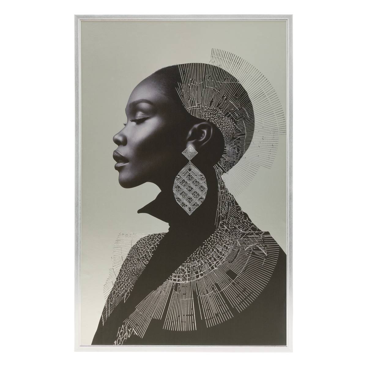 Toile 3D rectangulaire en pin WONDA noir et blanc, ATMOSPHERA