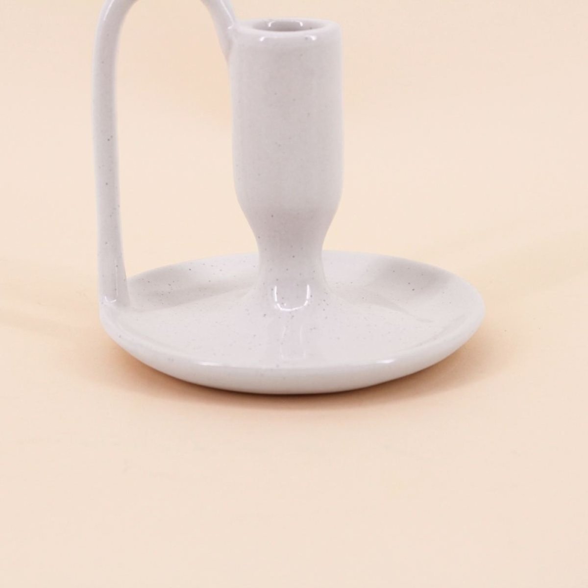 Lot de 2 bougeoirs blanc en céramique avec anse 11cm blanc, ORNAMI