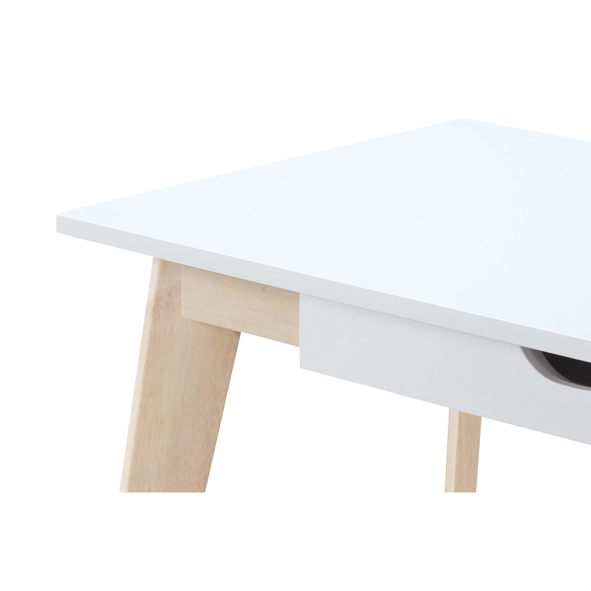 Bureau avec rangements 2 tiroirs scandinave blanc et bois clair L160 LEENA blanc, MILIBOO
