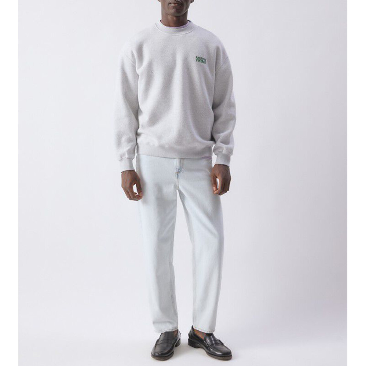 Sweat BAPTOWN gris clair chiné, AMERICAN VINTAGE