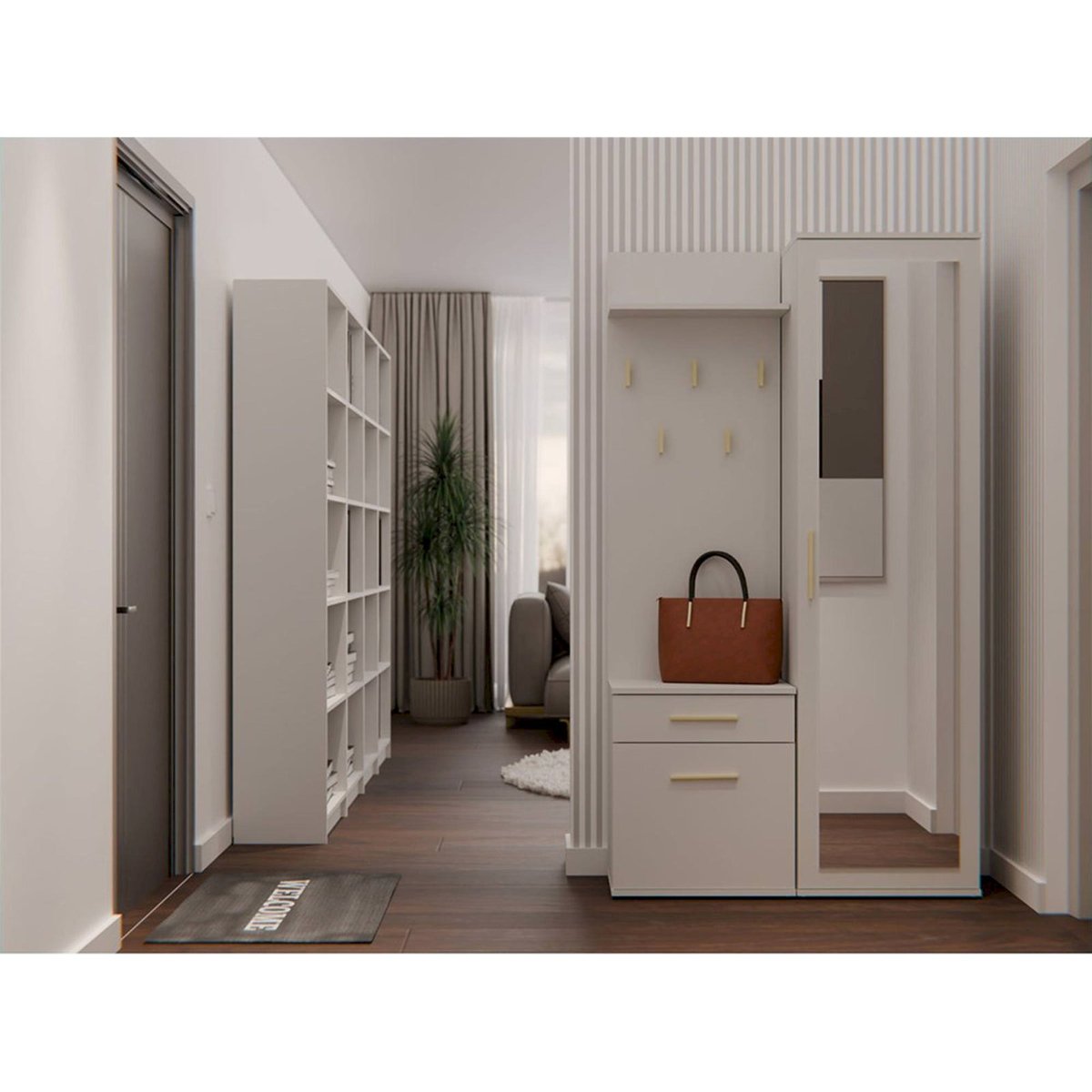 Vestiaire d'entrée avec armoire et miroir cachemire, RECOLLECTION