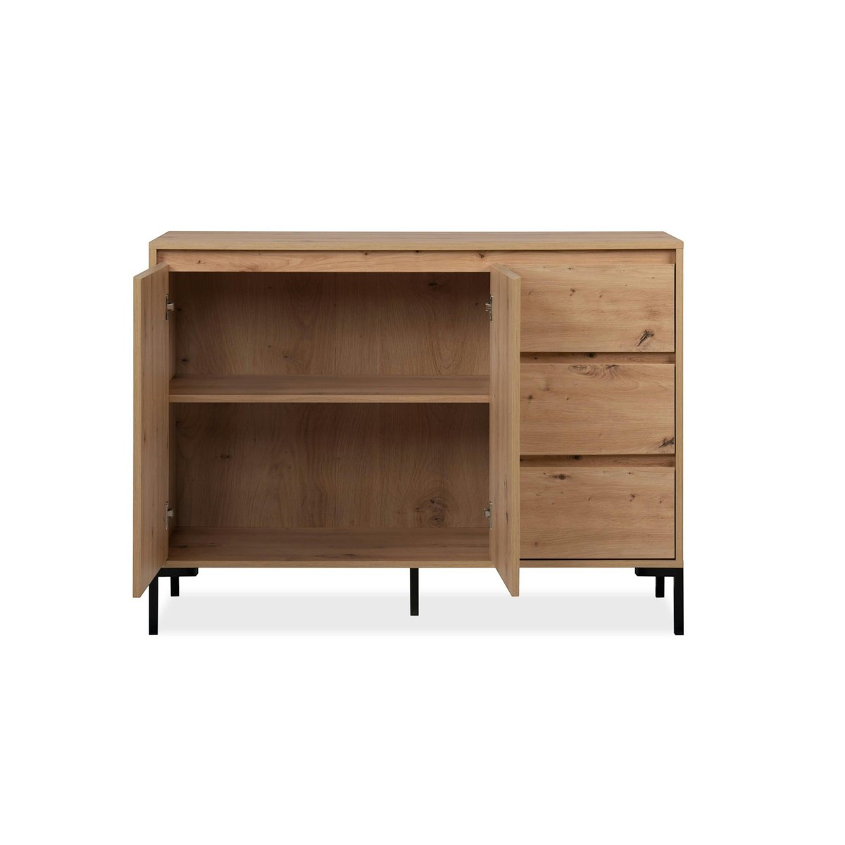 Buffet de salle à manger décor bois 2 portes 3 tiroirs KARVI bois naturel, PIER IMPORT