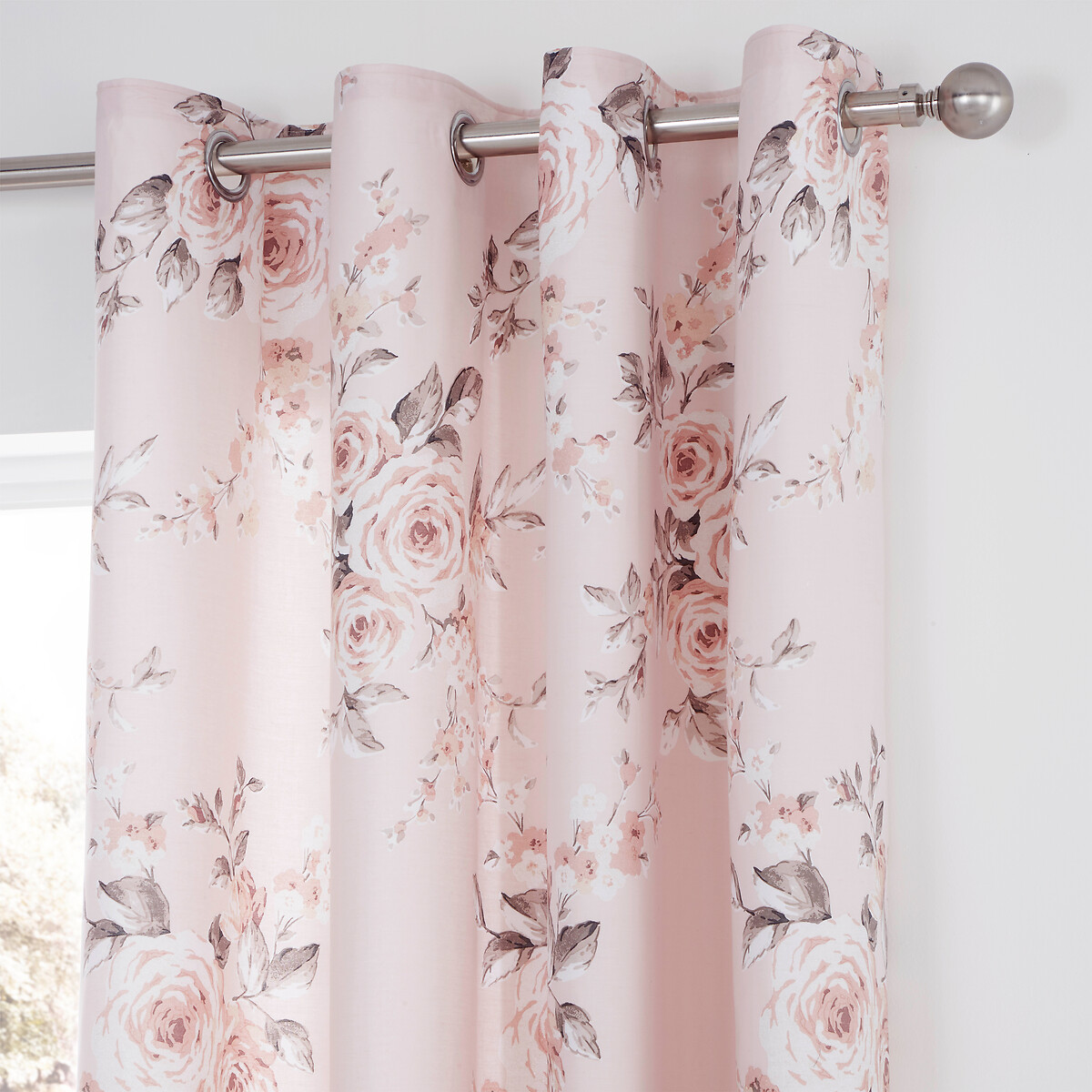 Canterbury Floral Lined Eyelet Curtains blush pink, CATHERINE LANSFIELD