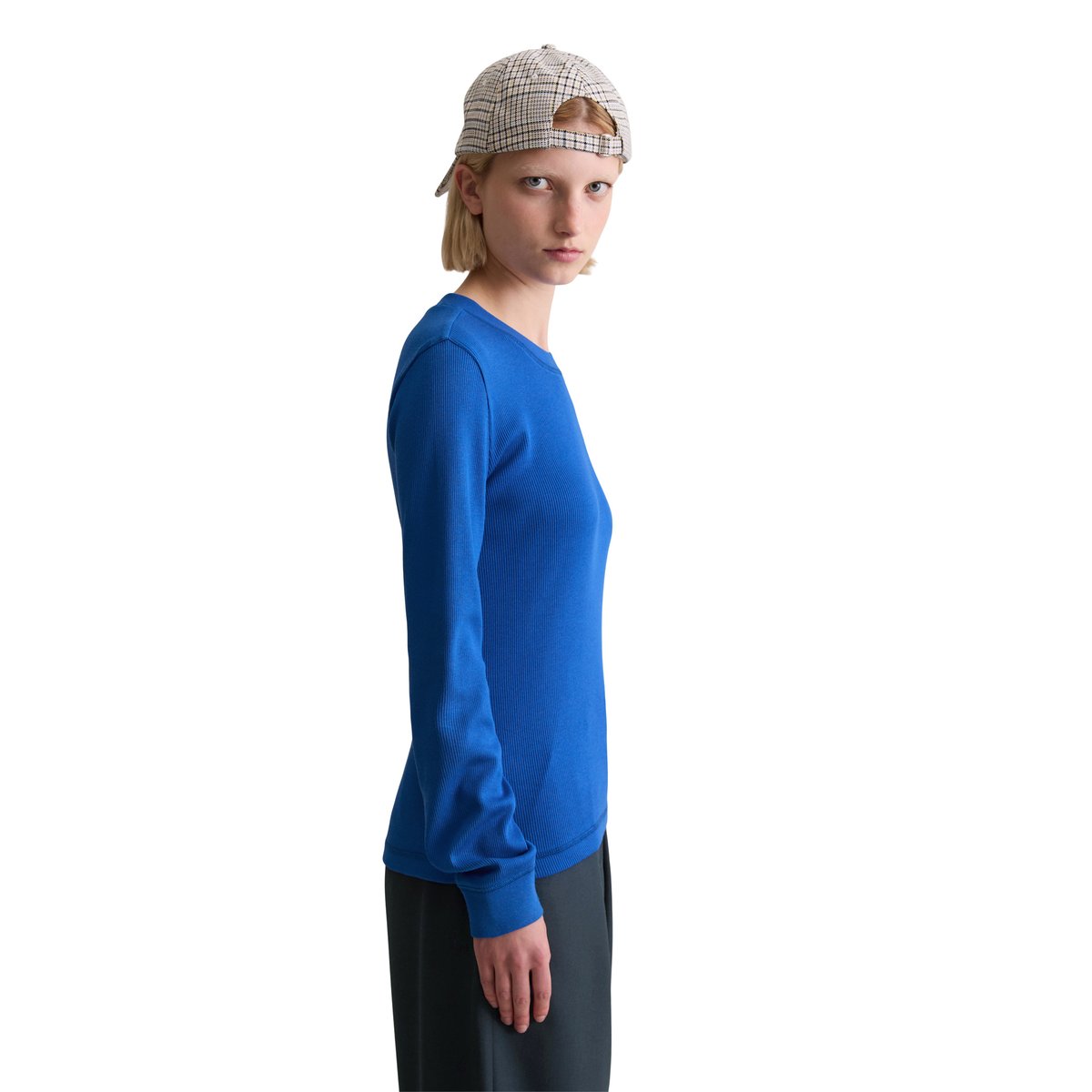 T-shirt long slim en doux jersey stretch coton bio modal bleu moyen, MARC O’POLO DENIM