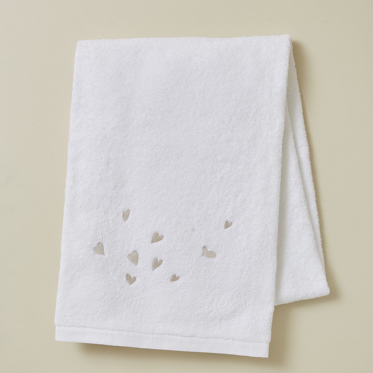 Drap de bain JOLIS COEURS blanc, SYLVIE THIRIEZ