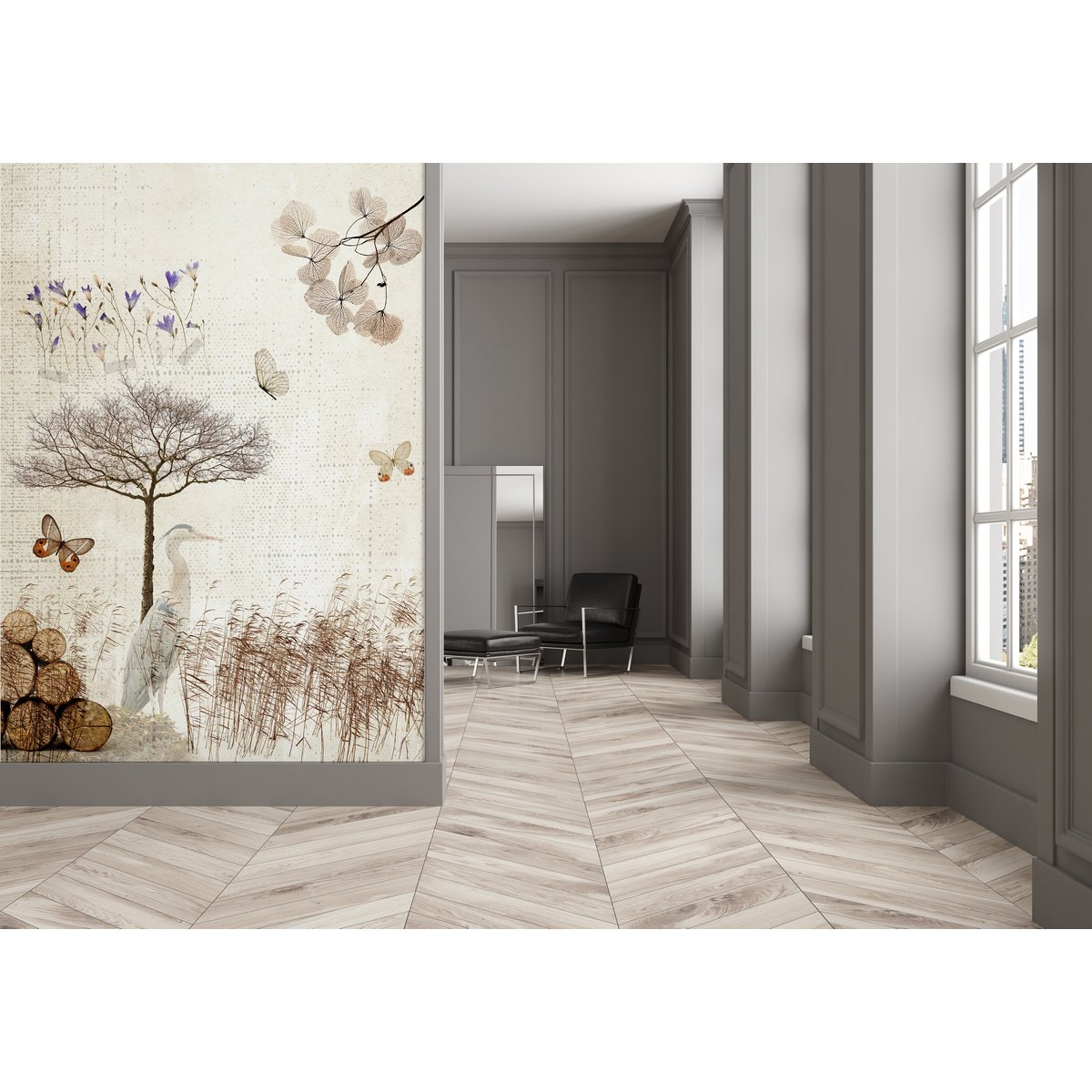 Papier peint panoramique NATURA marron, LE PAPIERS DE NINON