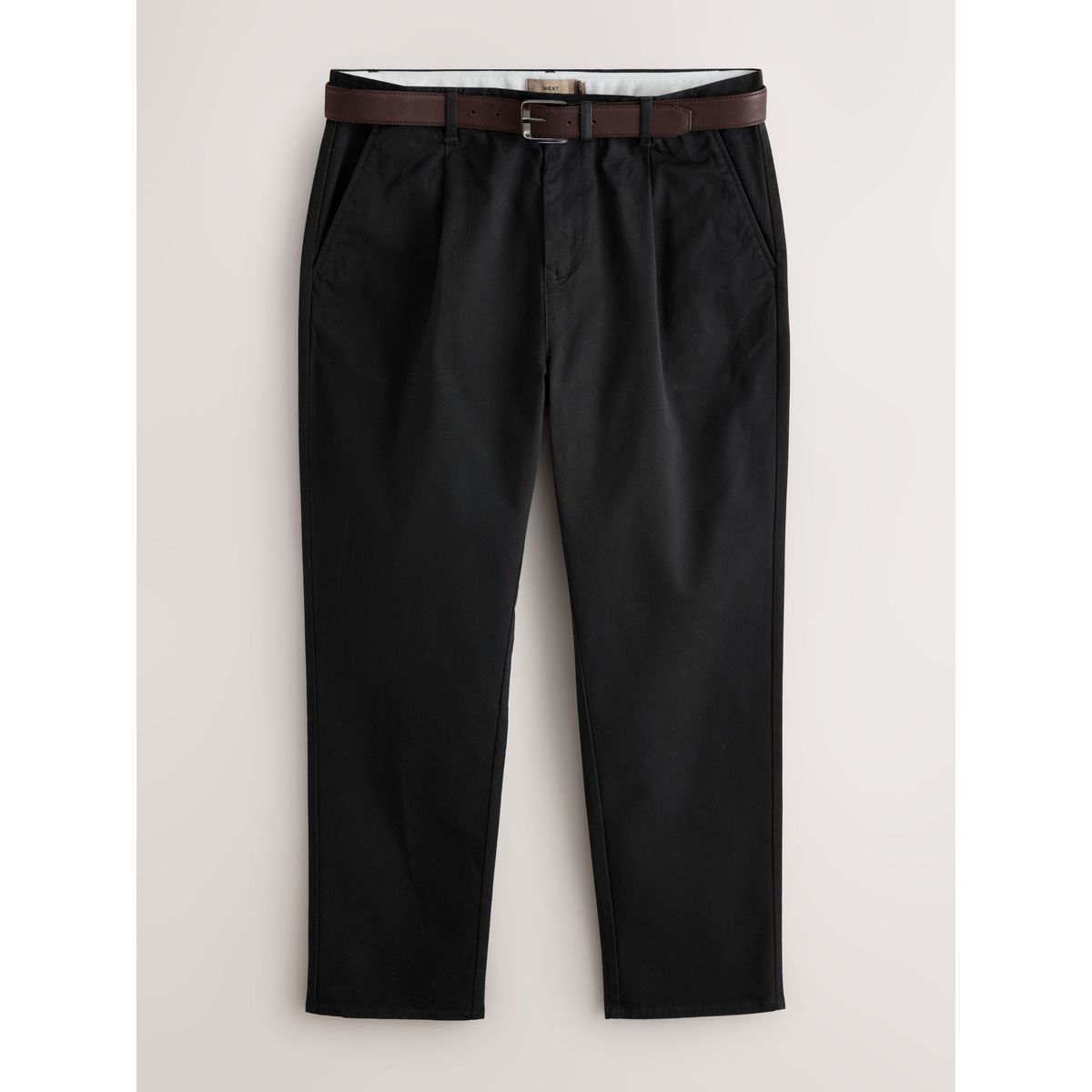 Pantalon chino doux plissé avec ceinture noir, NEXT