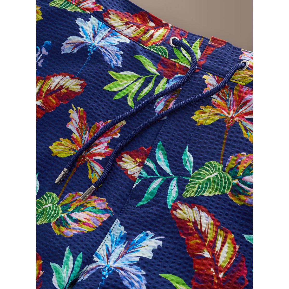 Short de bain 13 cm en seersucker à fleurs signature bleu marine, NEXT