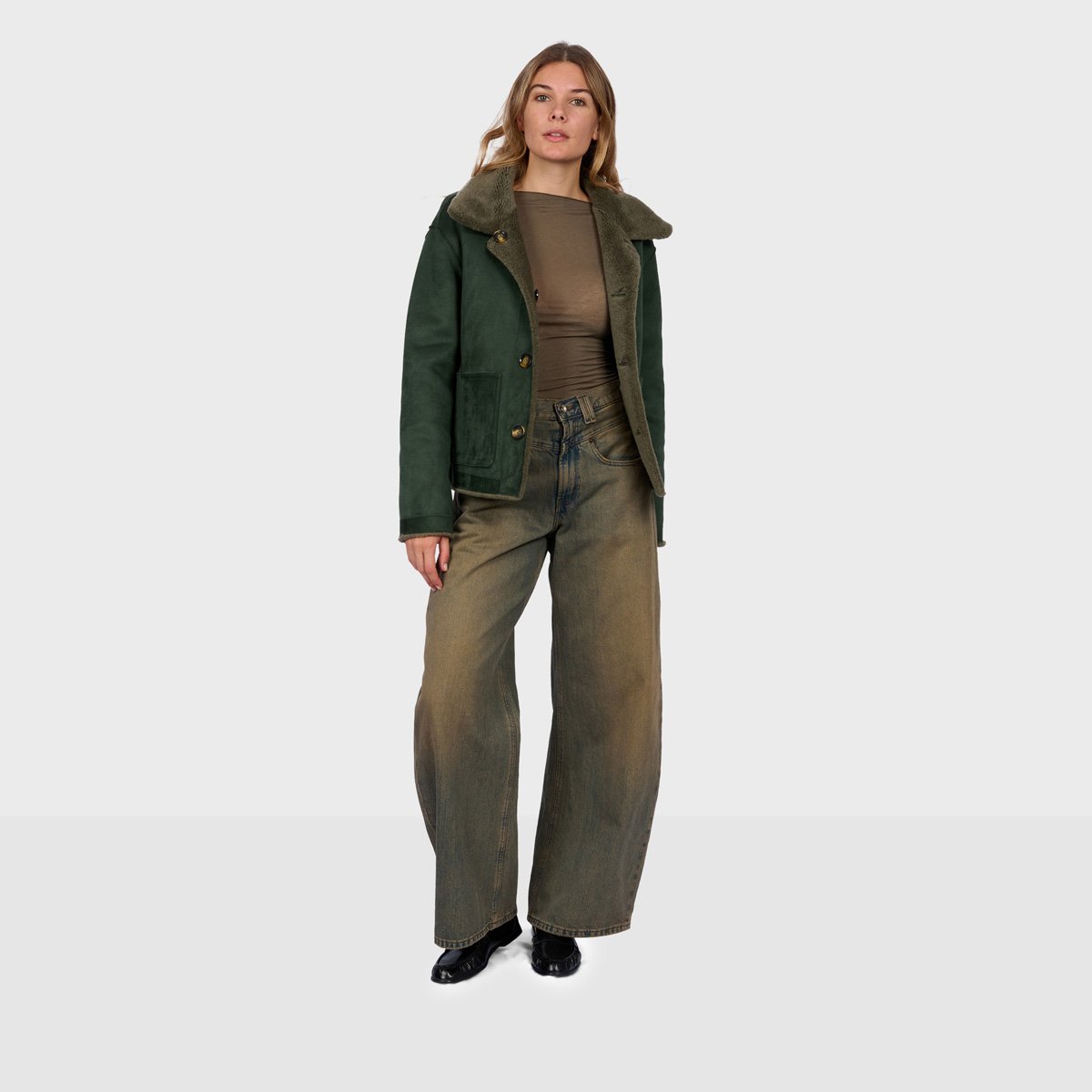 Veste à col chemise réversible VIRGINIA vert olive foncé, OAKWOOD