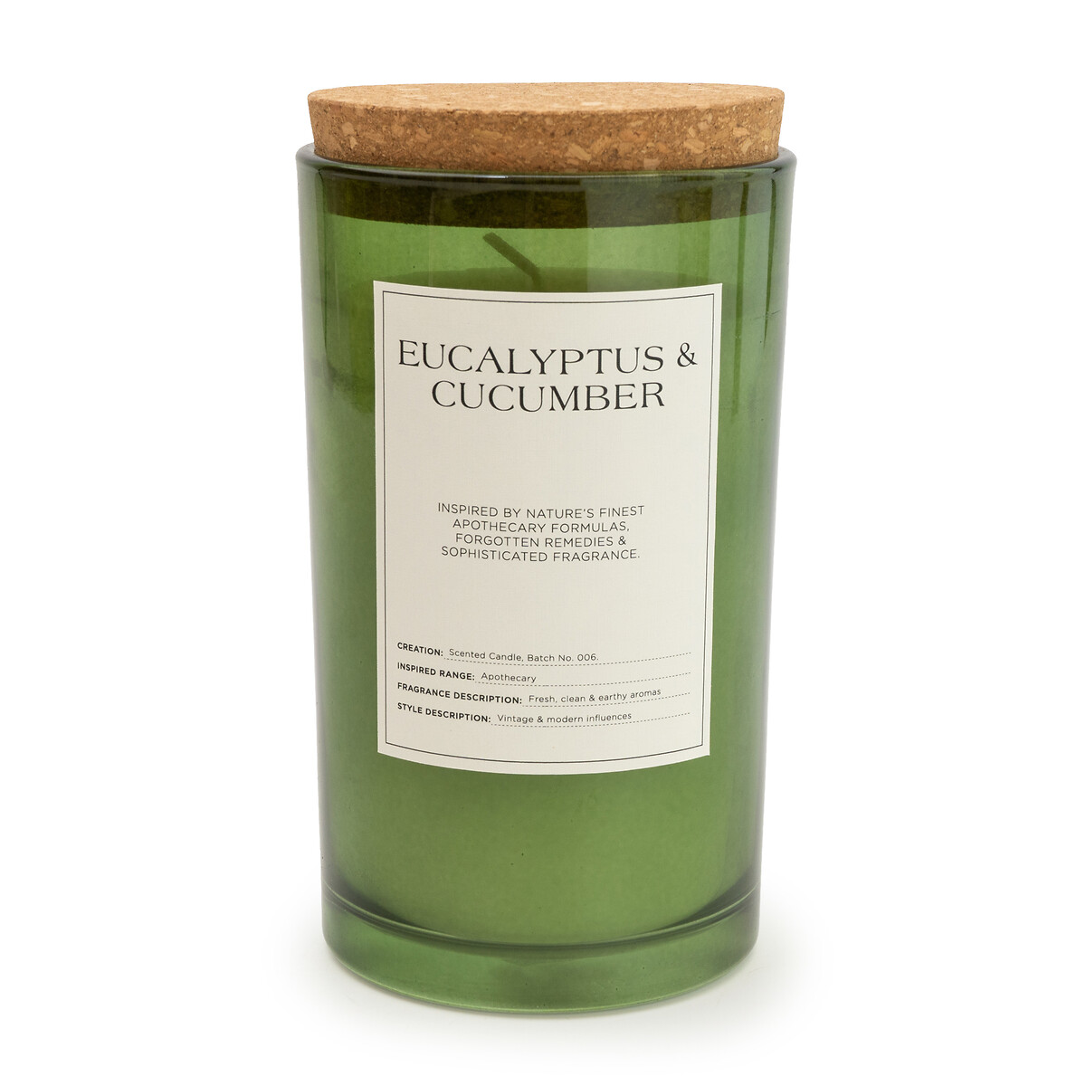 Apothecary Eucalyptus & Cucumber Jar Candle green, SO'HOME