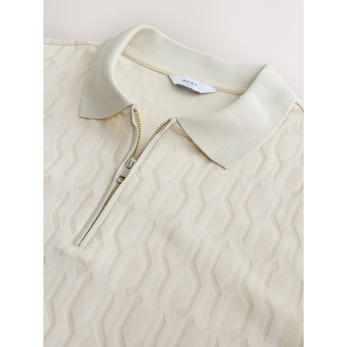 Polo habillé à motif jacquard écru, NEXT