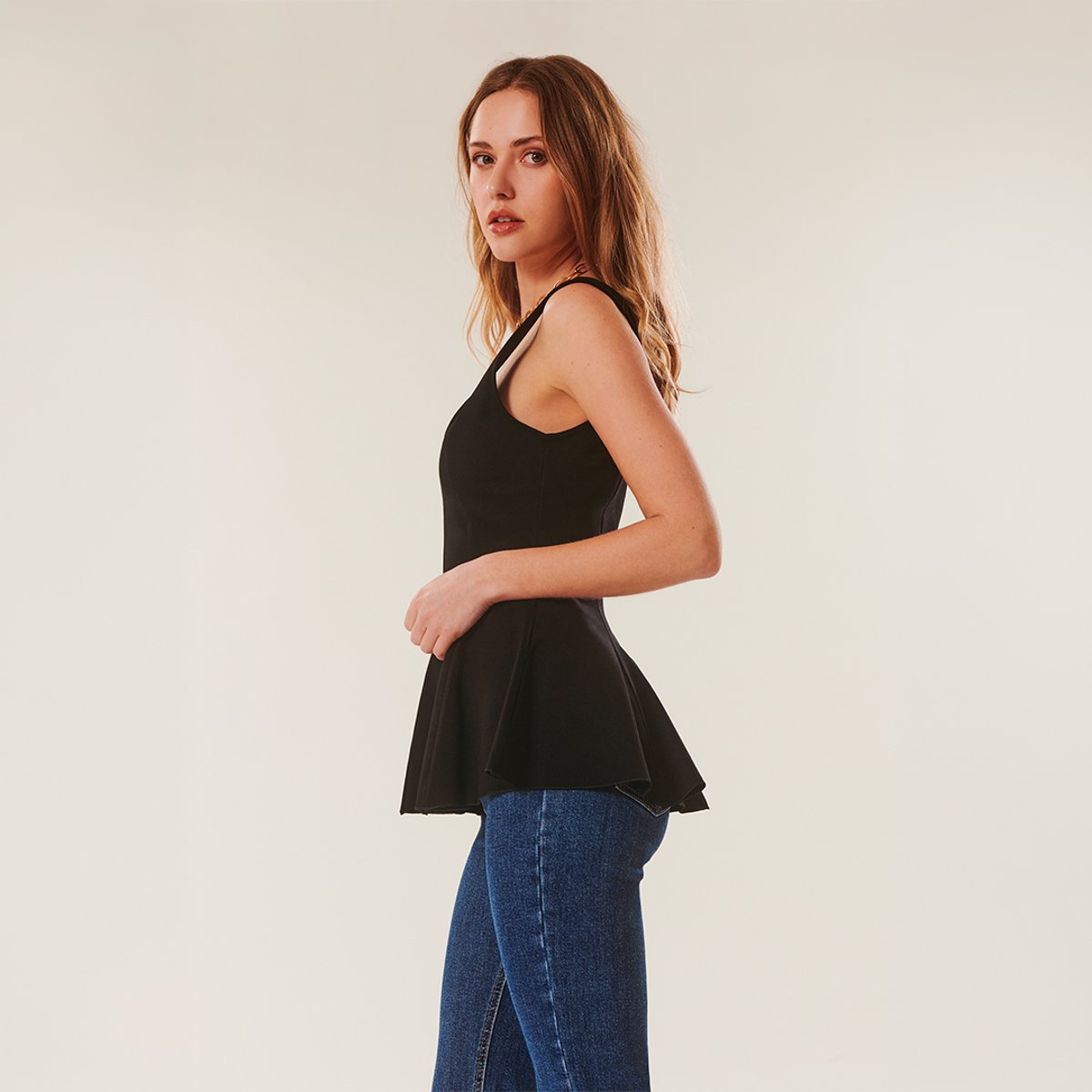 Top sans manches peplum TODD noir, BENOA