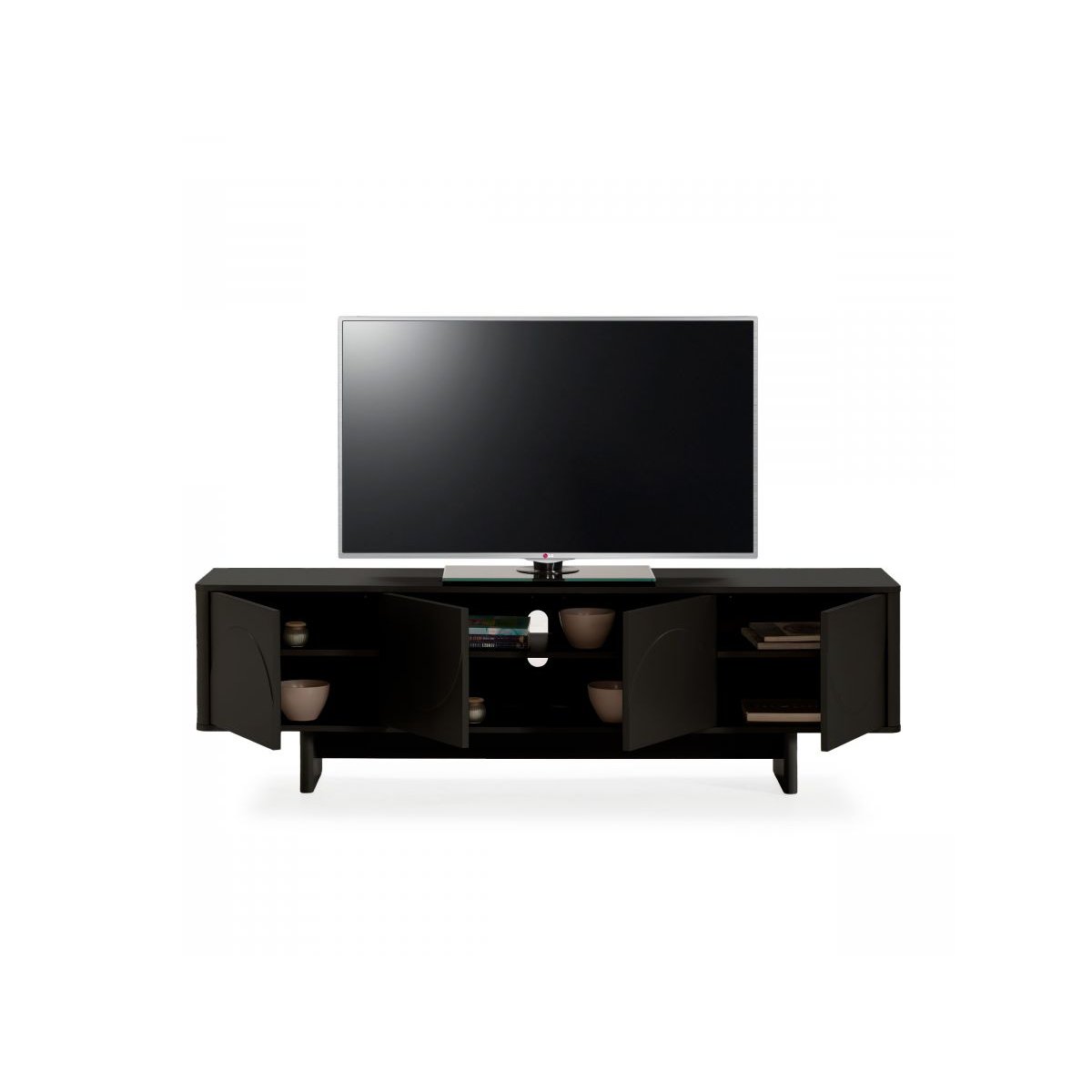 Meuble TV 180 cm MDF, ESTEBAN noir, BOBOCHIC
