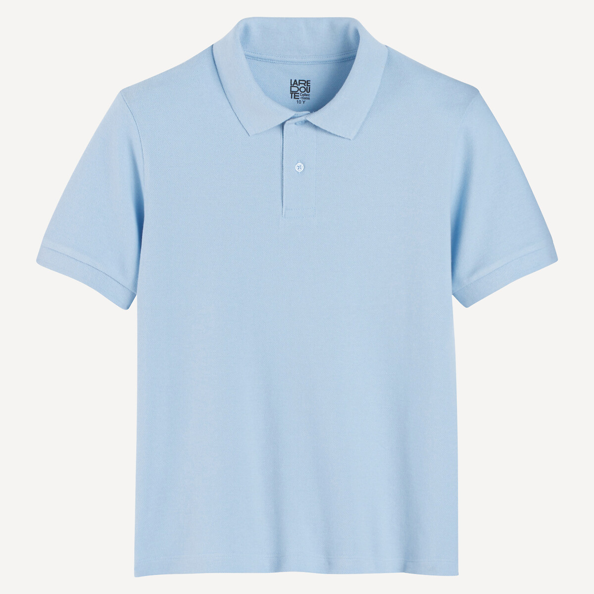 Polo manches courtes en coton piqué bleu ciel, LA REDOUTE COLLECTIONS