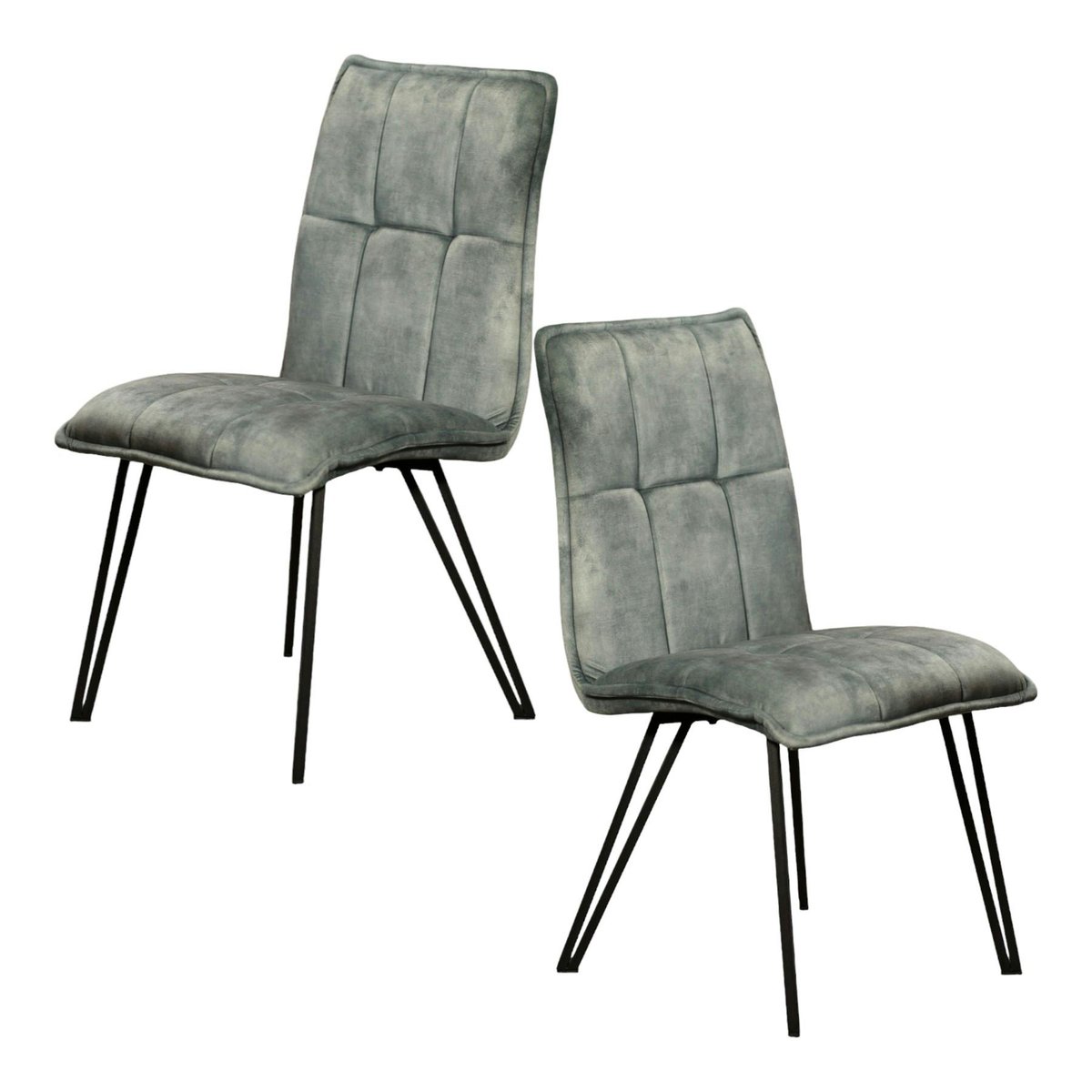 Chaise en tissu pieds épingle (lot de 2) MALMOE bleu pétrole, PIER IMPORT