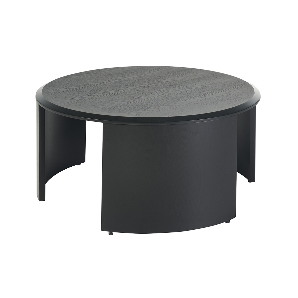 Table basse design ronde en bois foncé noyer D80 cm ZAHRA noir, MILIBOO