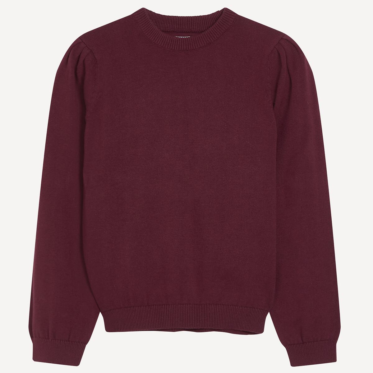 Fine Knit Crew Neck Jumper burgundy, LA REDOUTE COLLECTIONS
