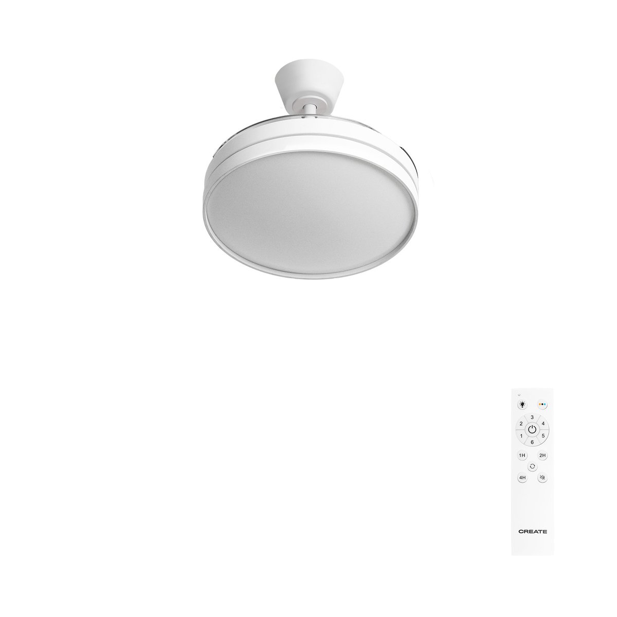 Ventilateur de plafond 40 W avec lumière et télécommande WIND CLEAR EDGE blanc/blanc, CREATE