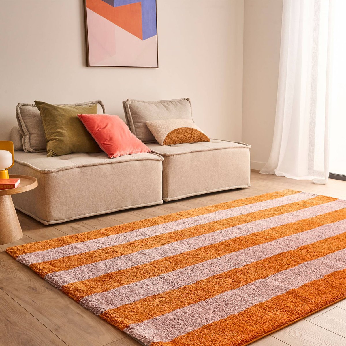Tapis intérieur rectangulaire contemporain PABLO orange / rose, SWEEEK