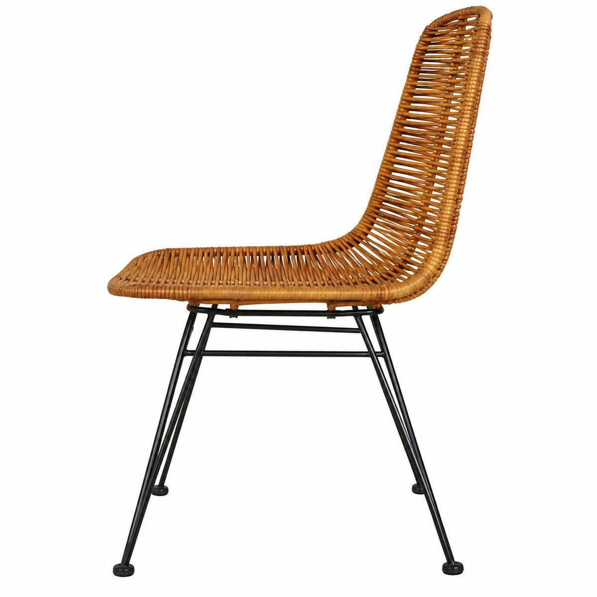 Chaise en rotin naturel pieds métal noir (lot de 2) CANADA bois naturel, PIER IMPORT