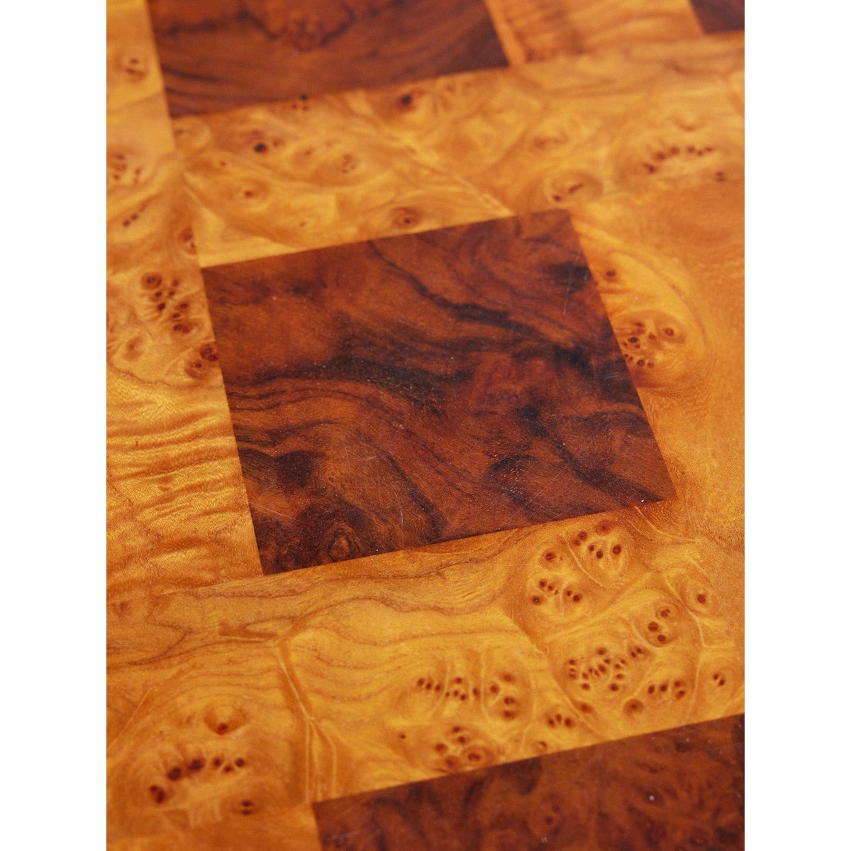Table basse en ronce de noyer Léonie N°1152 - Bon état bois clair, DEBONGOUT