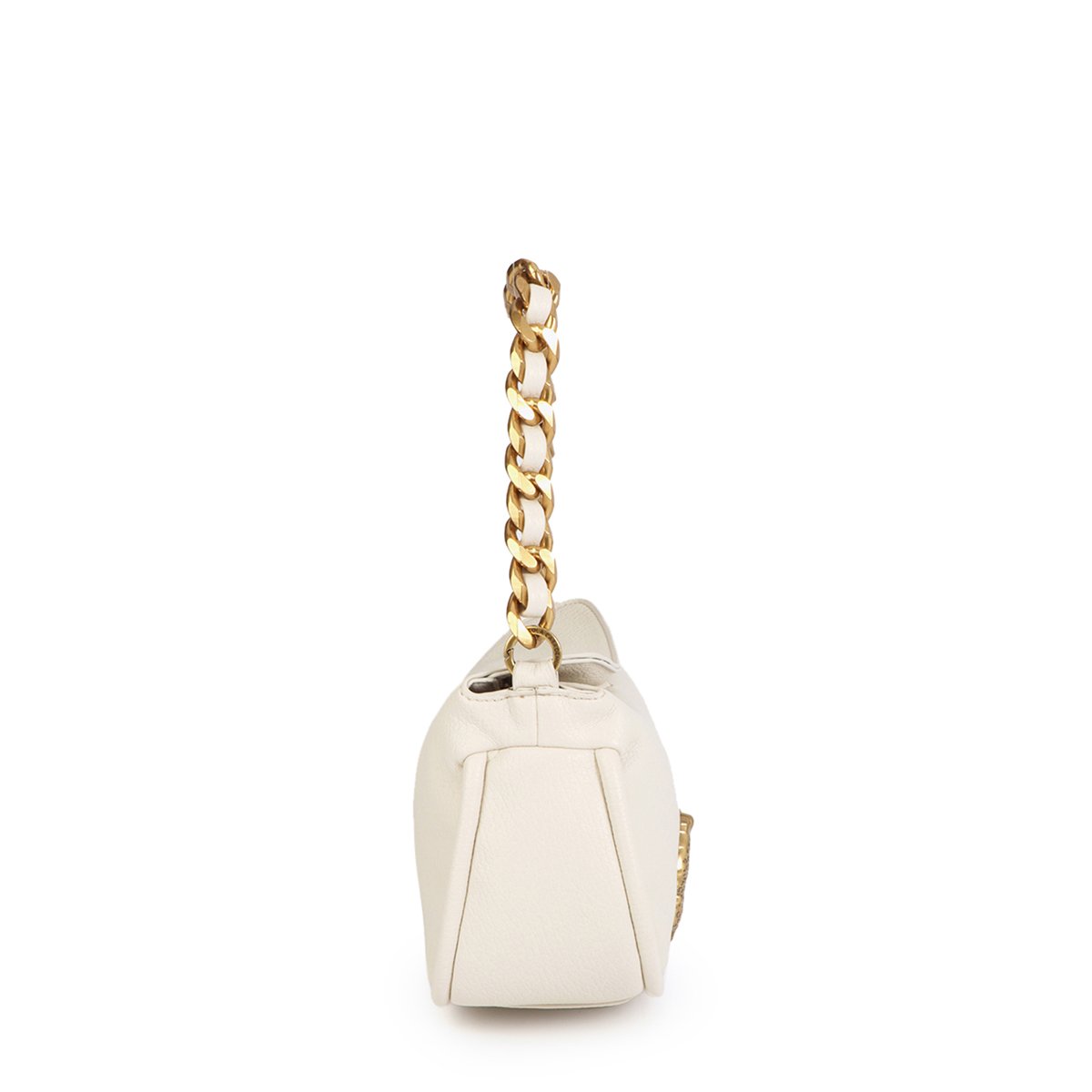 Sac à main avec bandoulière amovible et logo animalier crème, LOLA CASADEMUNT