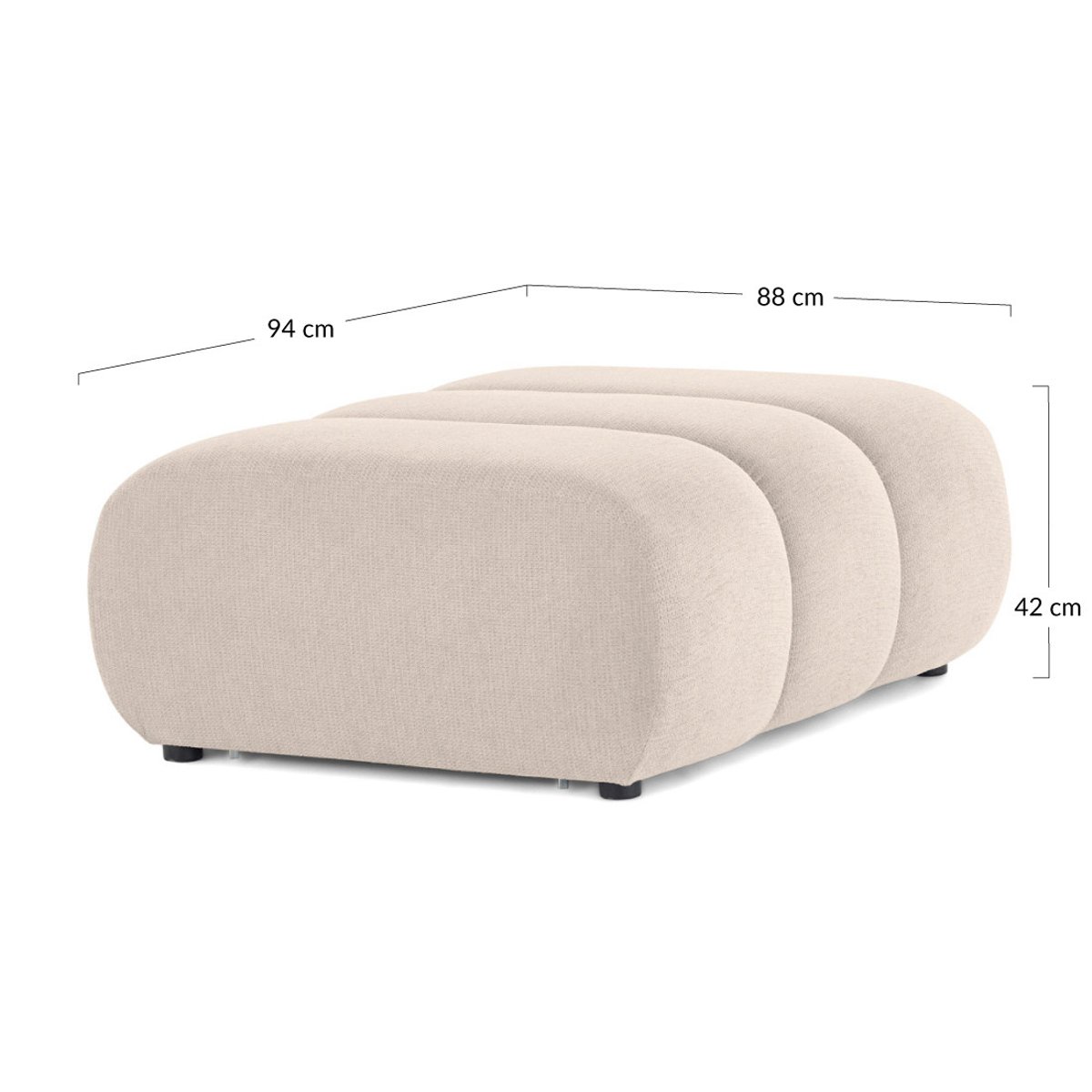 Pouf en tissu texturé, DEBBIE gris, BEST MOBILIER