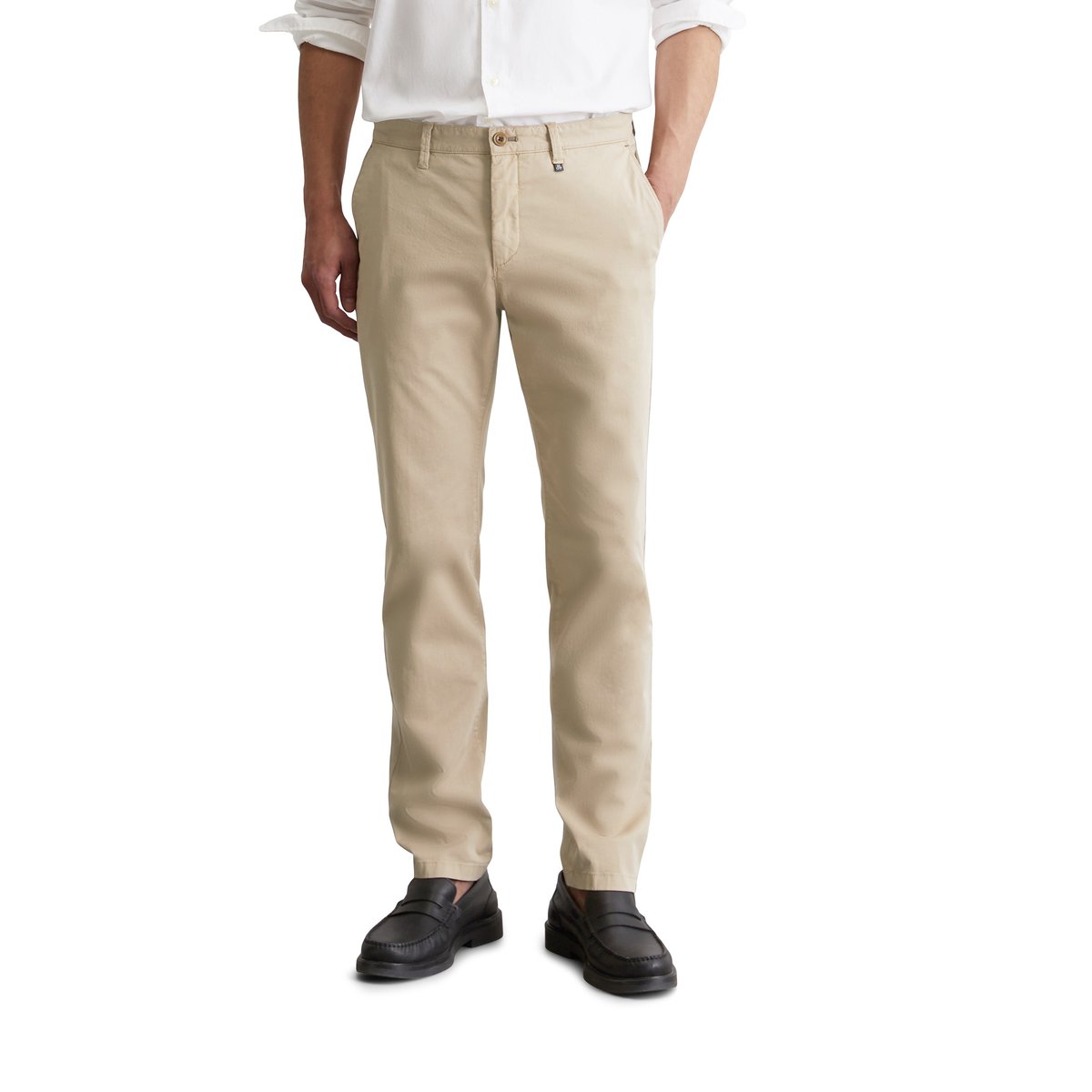 Chino modèle Malmö slim en twill de coton biologique creme, MARC O'POLO