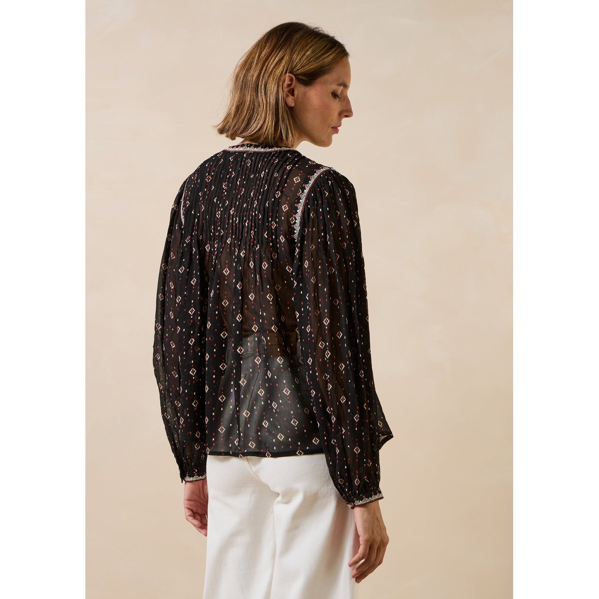Chemise manches longues à imprimé noir, LA FEE MARABOUTEE