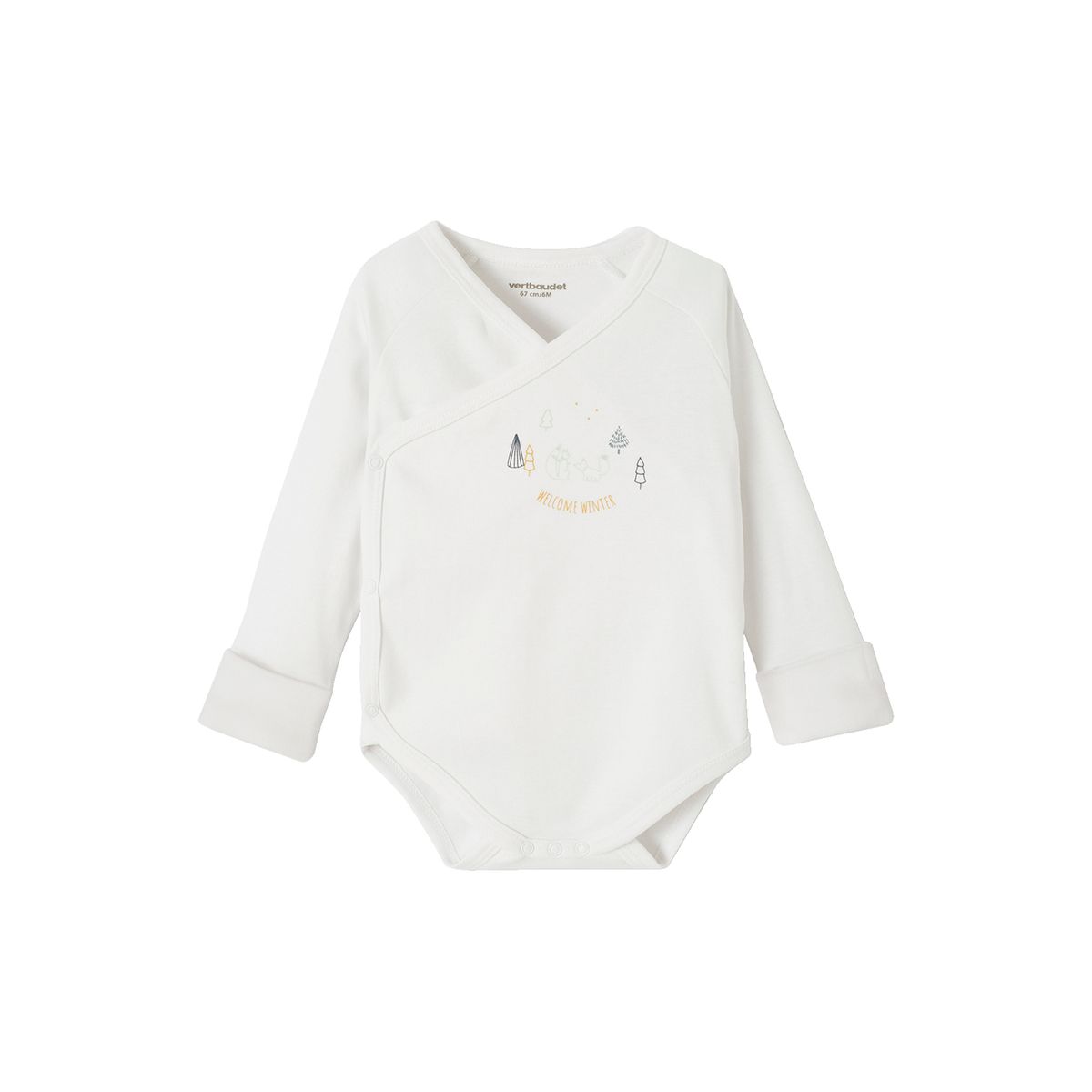 Lot de 5 bodies évolutif ouverture naissance bleu grisé, VERTBAUDET
