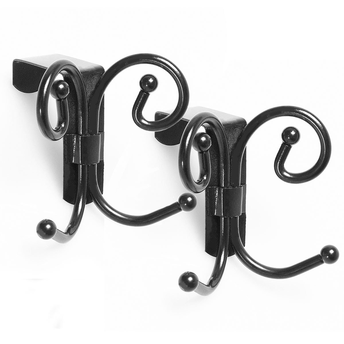 Porte manteau pour porte imitation fer forgé - Lot de 2 noir, CALICOSY