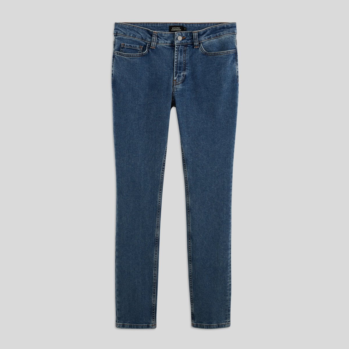 Jean slim, certifié Oekotex stone washed, MONOPRIX