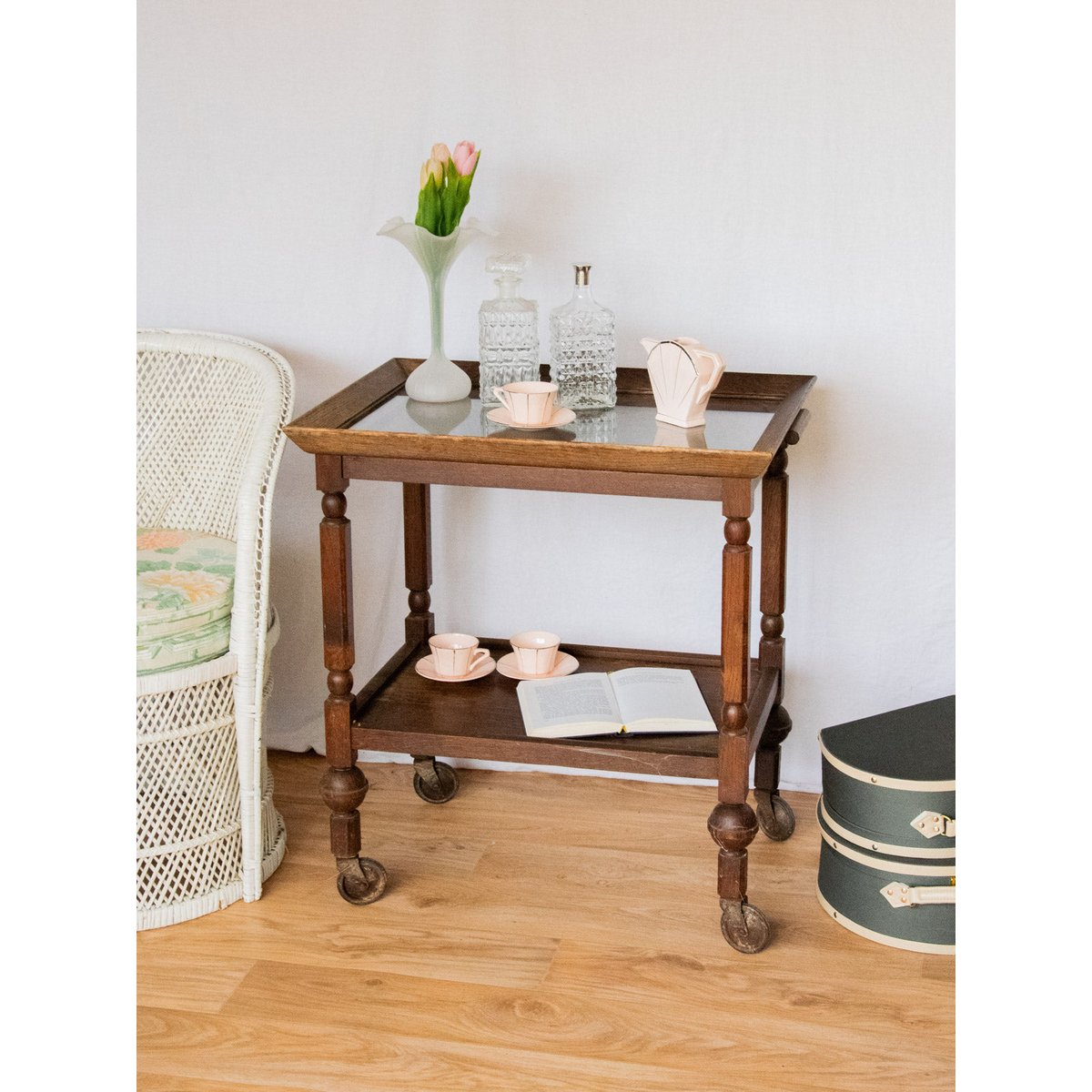 Desserte en bois Henriette N°152 - Bon état bois foncé, DEBONGOUT
