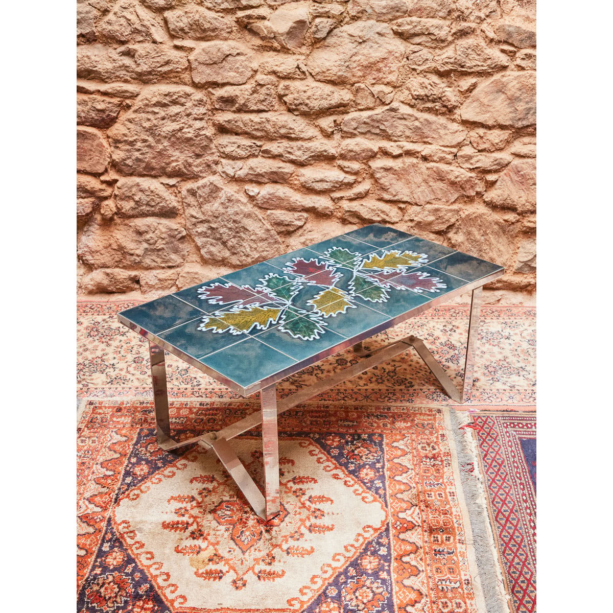 Table basse en céramique Léonie N°1013 - Bon état vert, DEBONGOUT