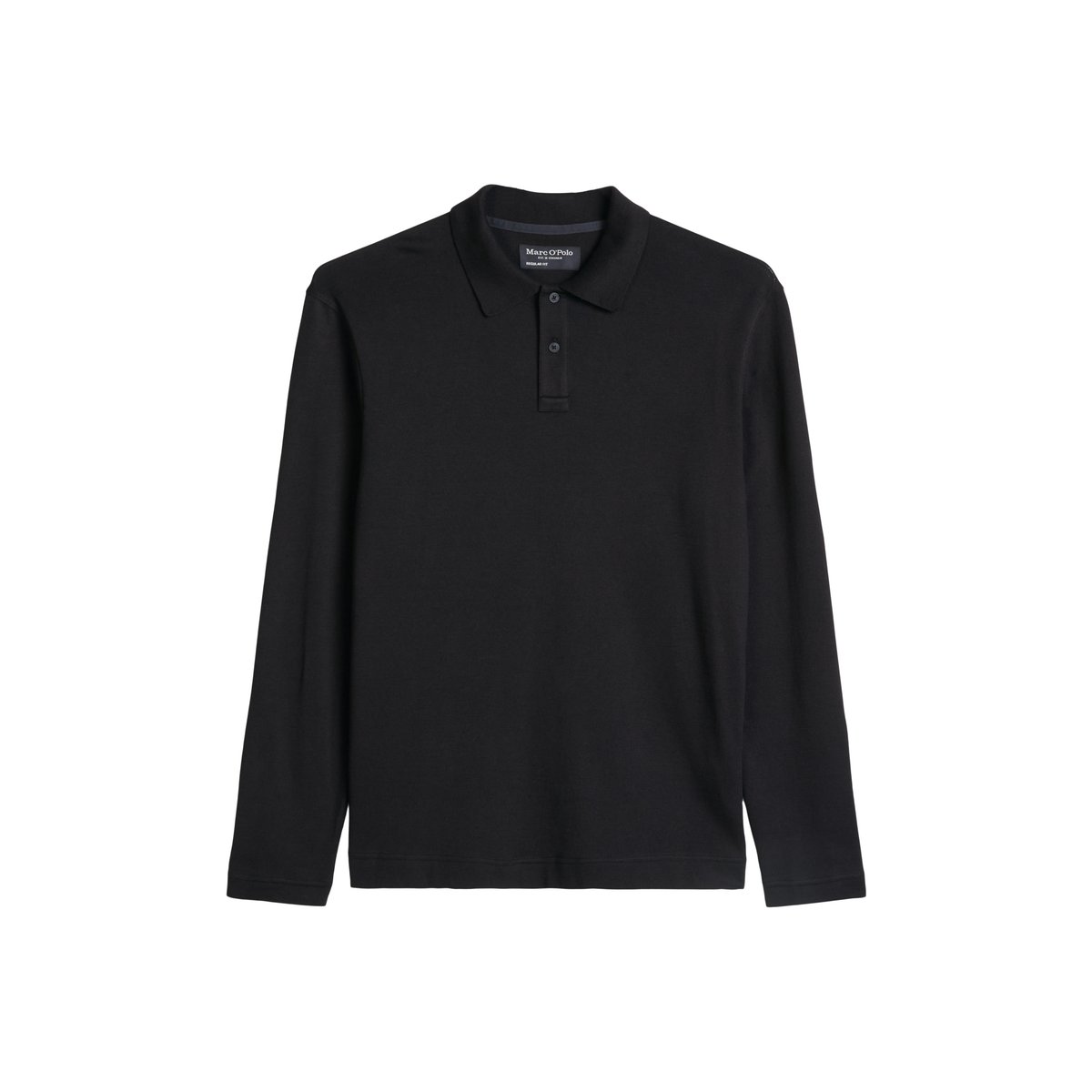 Polo à manches longues, coupe classique en pur coton biologique noir, MARC O'POLO