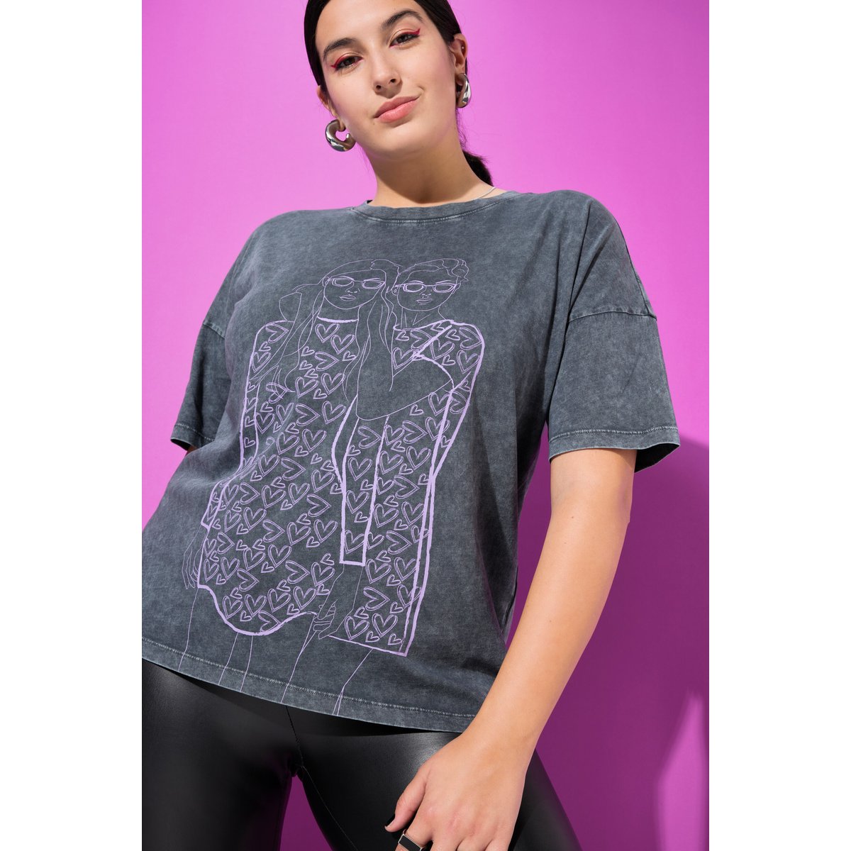 T-shirt oversize chiné anthracite, STUDIO UNTOLD