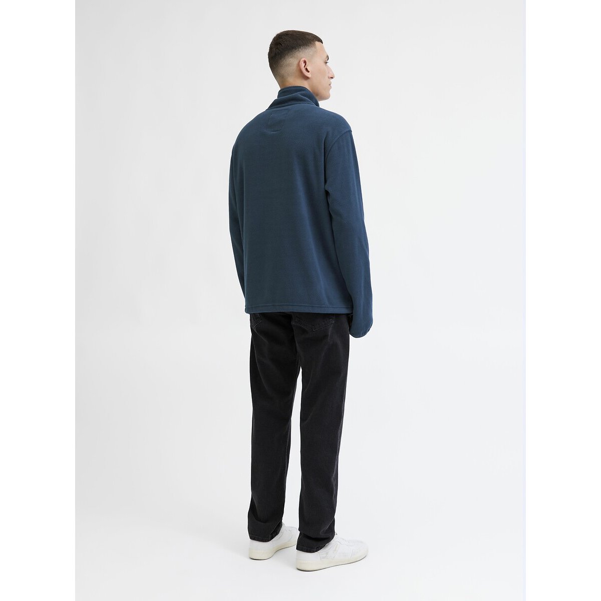 Half Zip-Up Fleece Sweatshirt blue, JACK & JONES