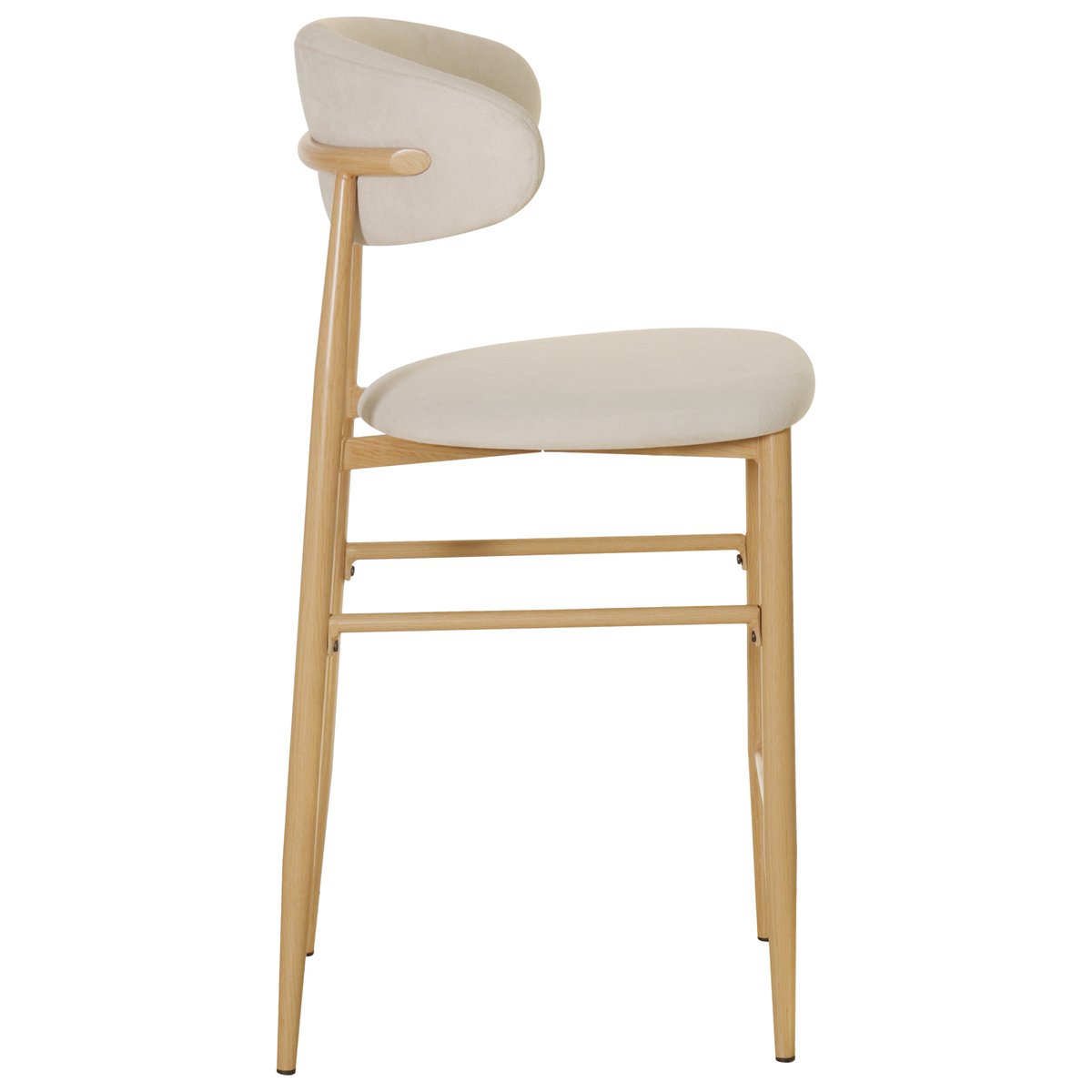 Tabourets de bar en tissu, lot de 2, Simon, SIMON beige, bois clair, HAPPY GARDEN