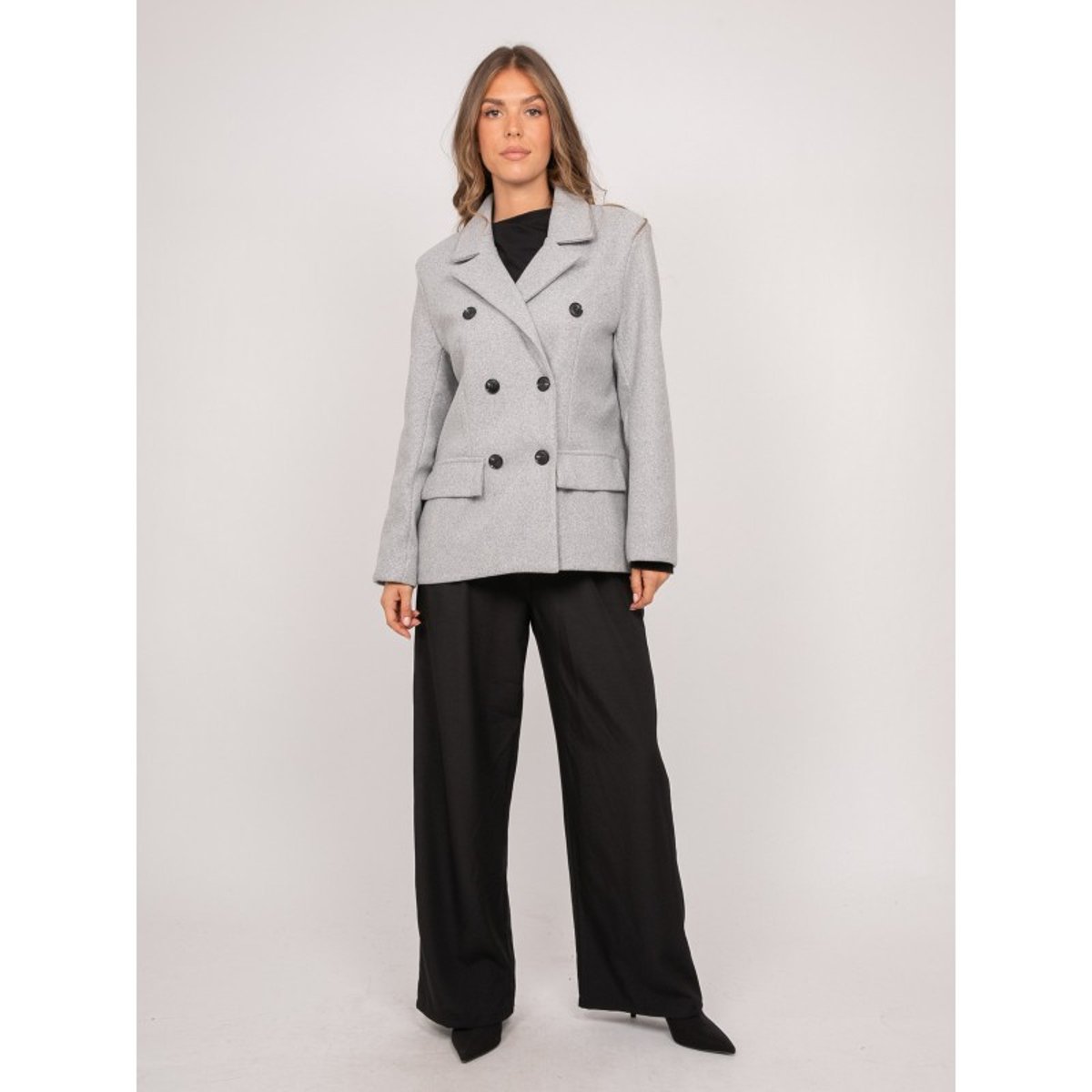 Caban Court Croisé Drap De Laine Ubeve gris, DONA LISA