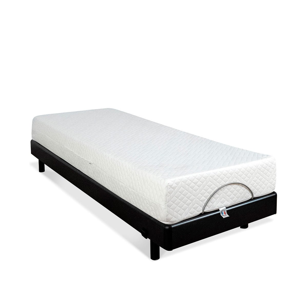 Ensemble Duo Matelas Mousse Accueil Mémoire de forme + Sommiers électriques SuperFlex 2x70x190 cm noir, BELLECOUR