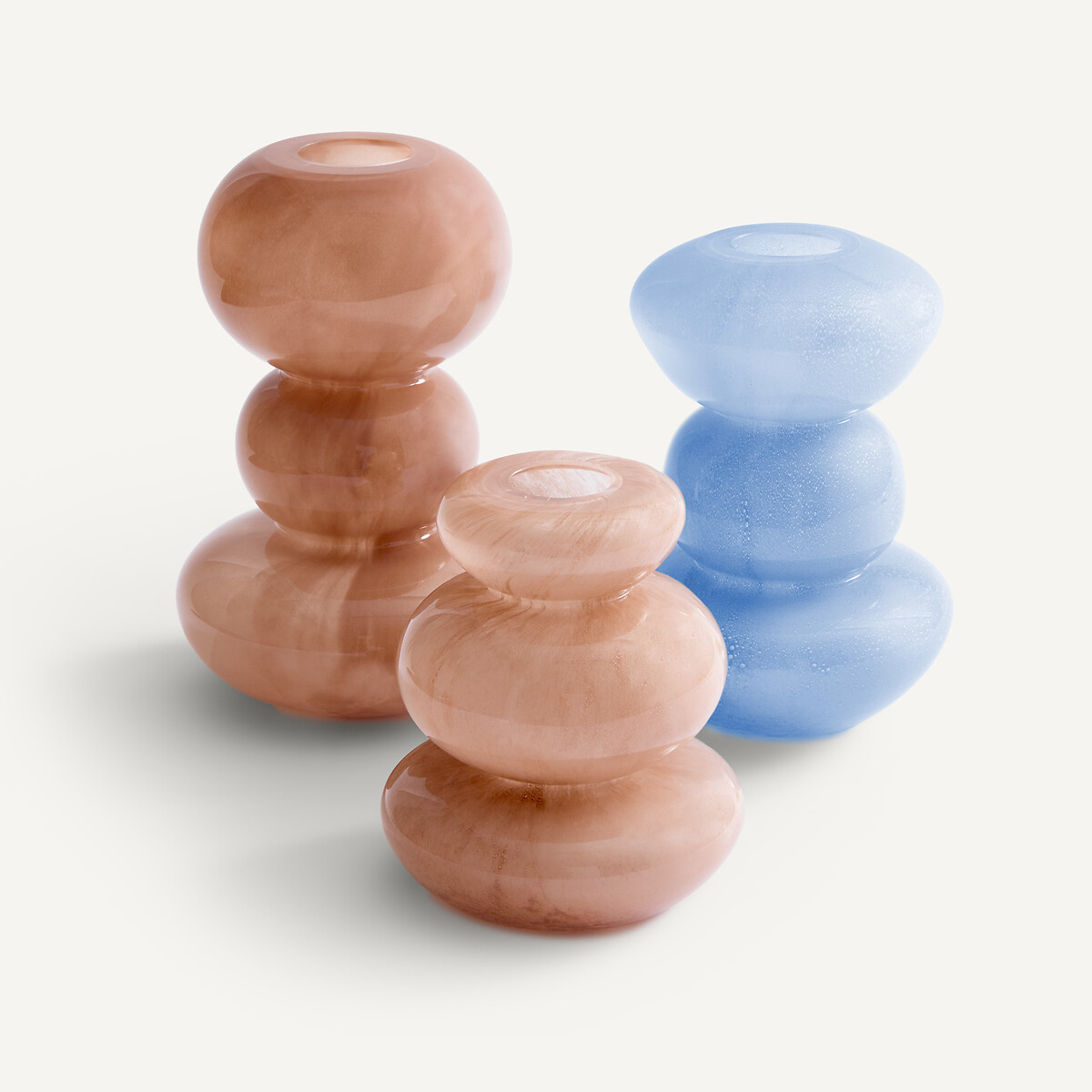 Vase en verre soufflé à la bouche, hauteur 25,2 cm, FYSA bleu gris, AM.PM