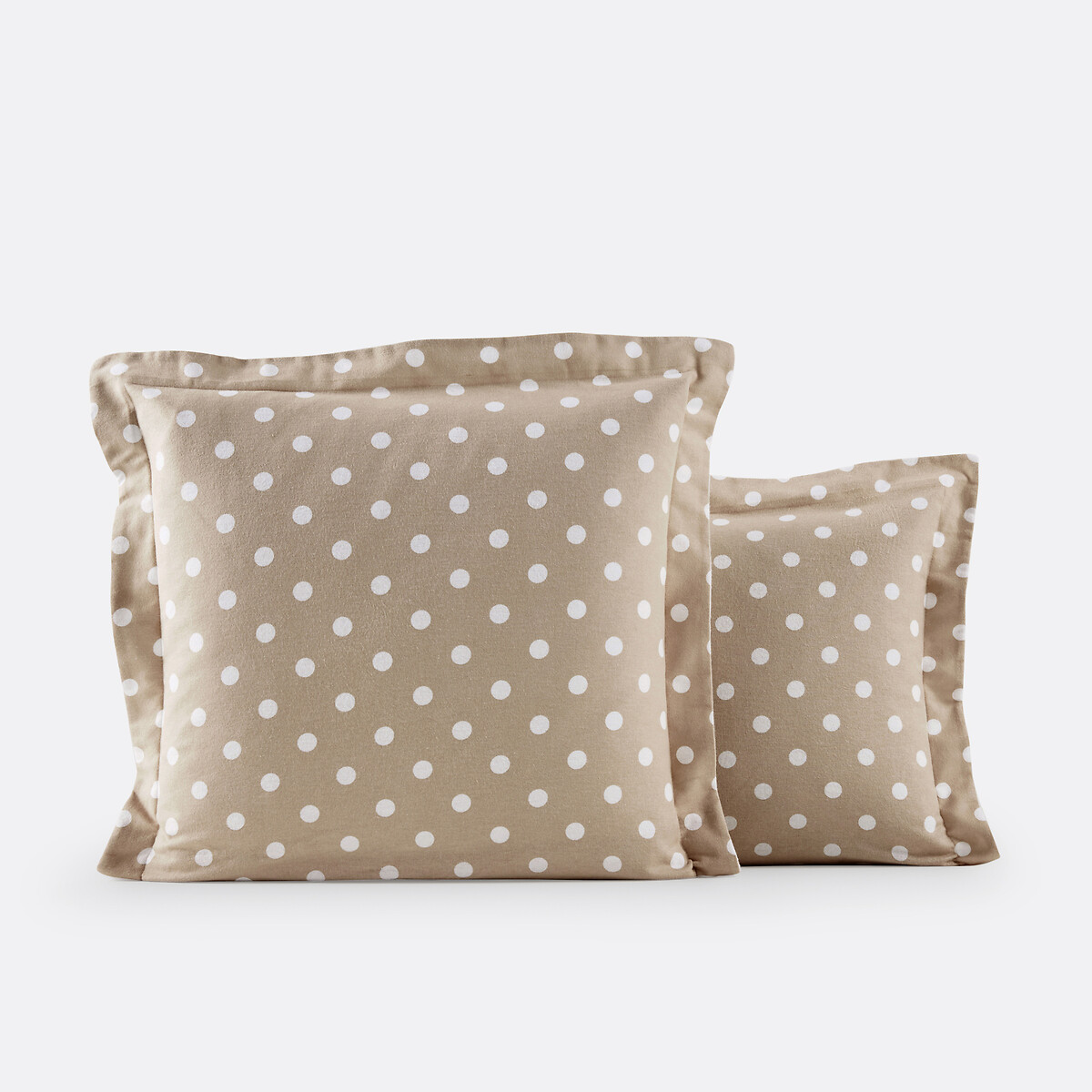 Taie d'oreiller flanelle imprimé pois, Clarisse beige/blanc, LA REDOUTE INTERIEURS