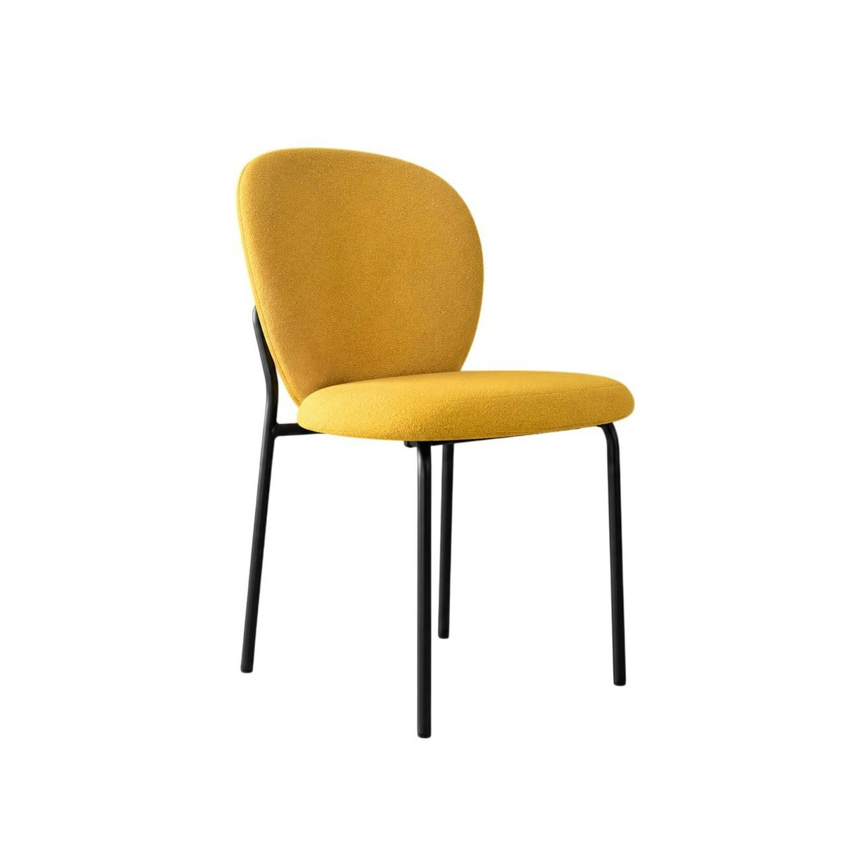 Chaise en tissu, design arrondi LORA (lot de 2) moutarde, PIER IMPORT