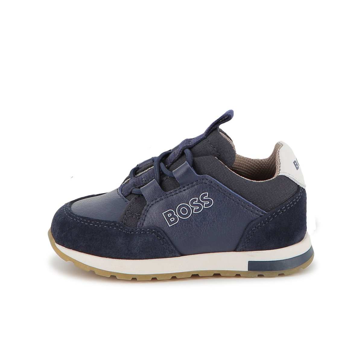 Sneakers in materiali misti bleu cargo, BOSS KIDSWEAR