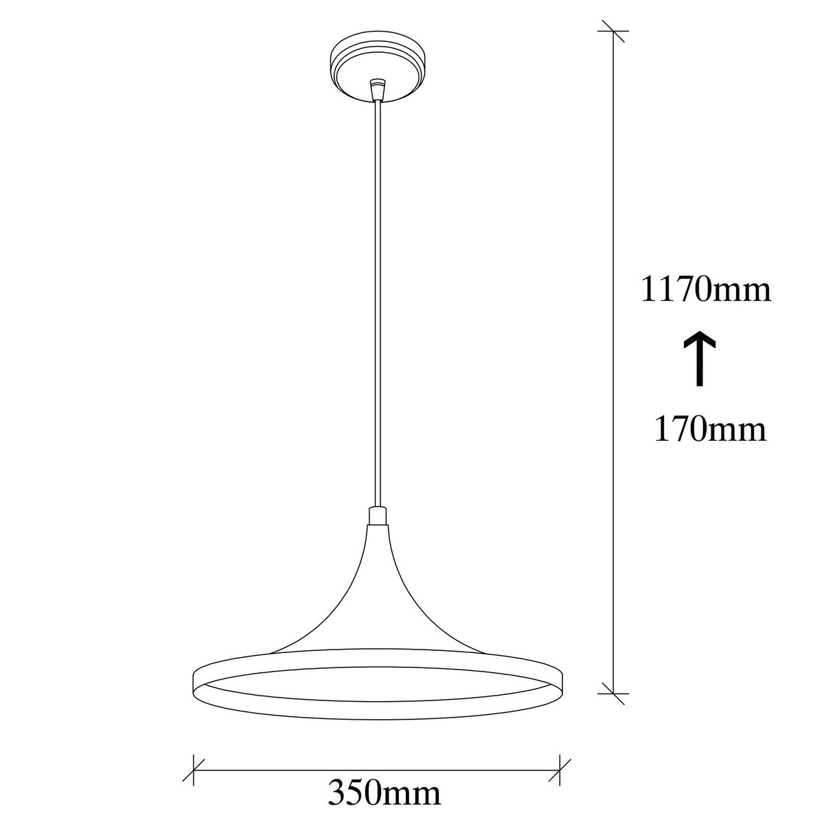 Suspension moderne noire mate câble rouge, forme évasée SILE noir, PIER IMPORT