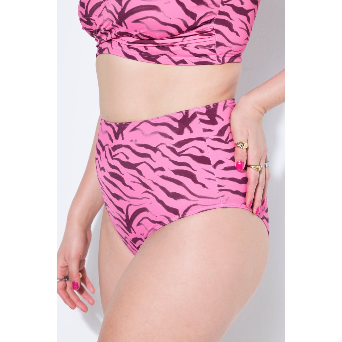 Bas de bikini, imprimé zèbre, taille haute rose vif, STUDIO UNTOLD